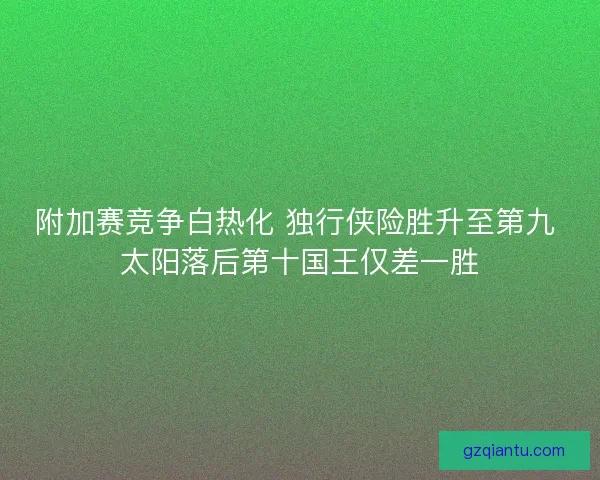 附加赛竞争白热化 独行侠险胜升至第九 太阳落后第十国王仅差一胜