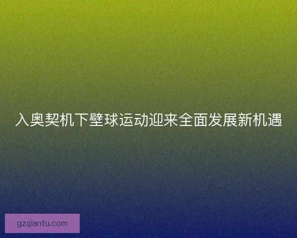 入奥契机下壁球运动迎来全面发展新机遇