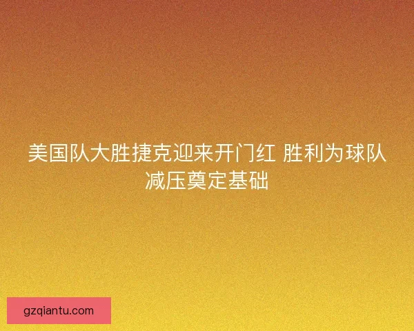 美国队大胜捷克迎来开门红 胜利为球队减压奠定基础