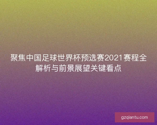聚焦中国足球世界杯预选赛2021赛程全解析与前景展望关键看点